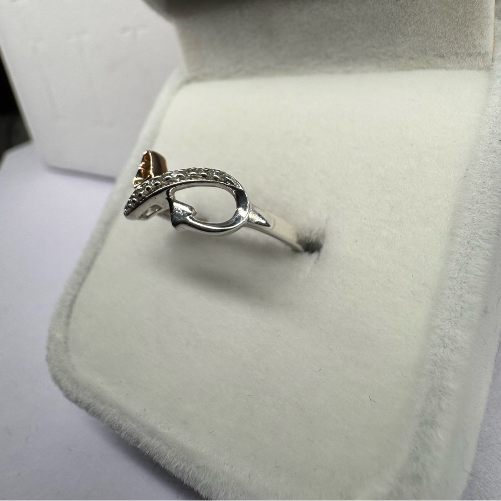 Diamond Heart Infinity 10k gold & 925 Sterling Silver Ring Size 5.25 - Picture 5 of 13